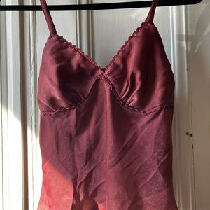 Lace Trim Burgundy Lingerie